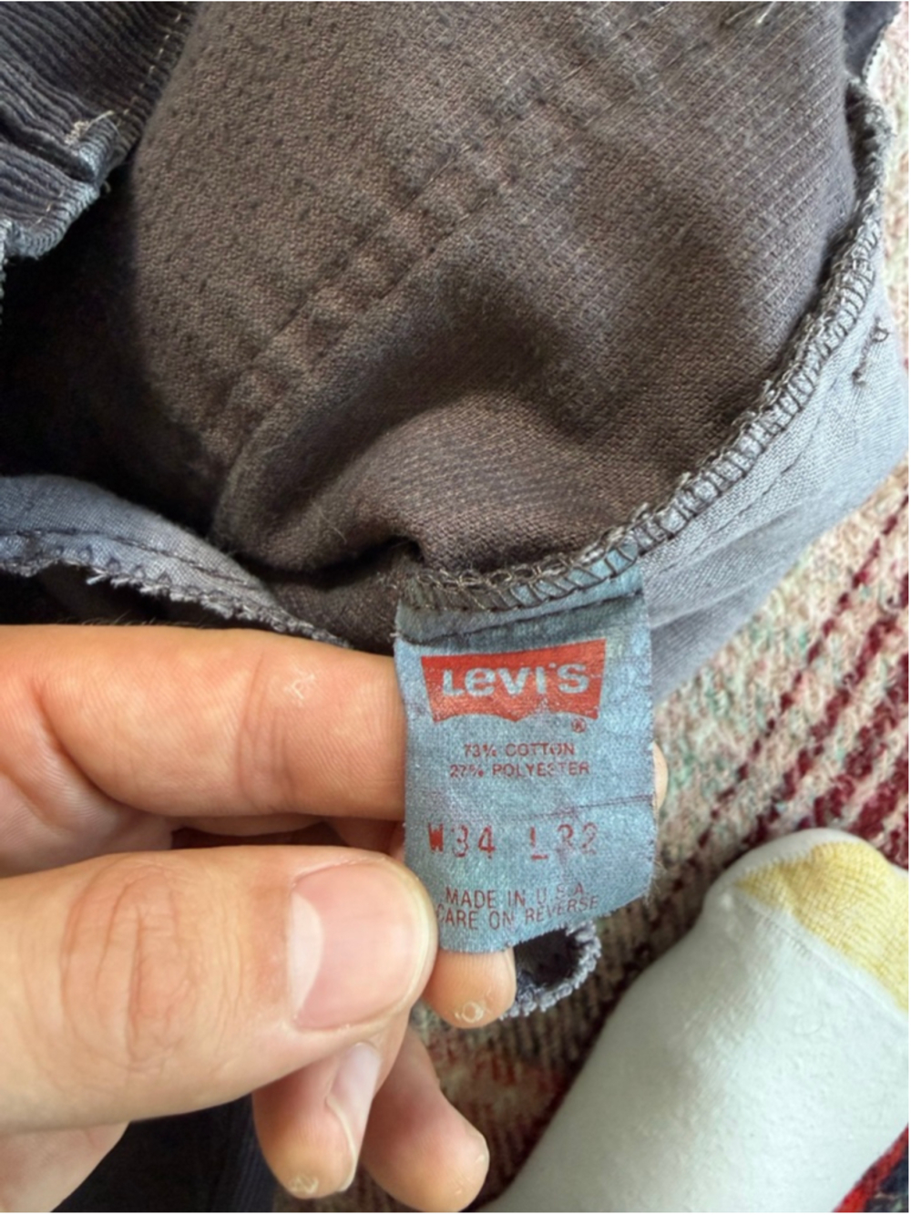 Vintage Levi's Black Over-dyed Straight Fit Corduroy Pants 34x32 - Picture 5 of 7